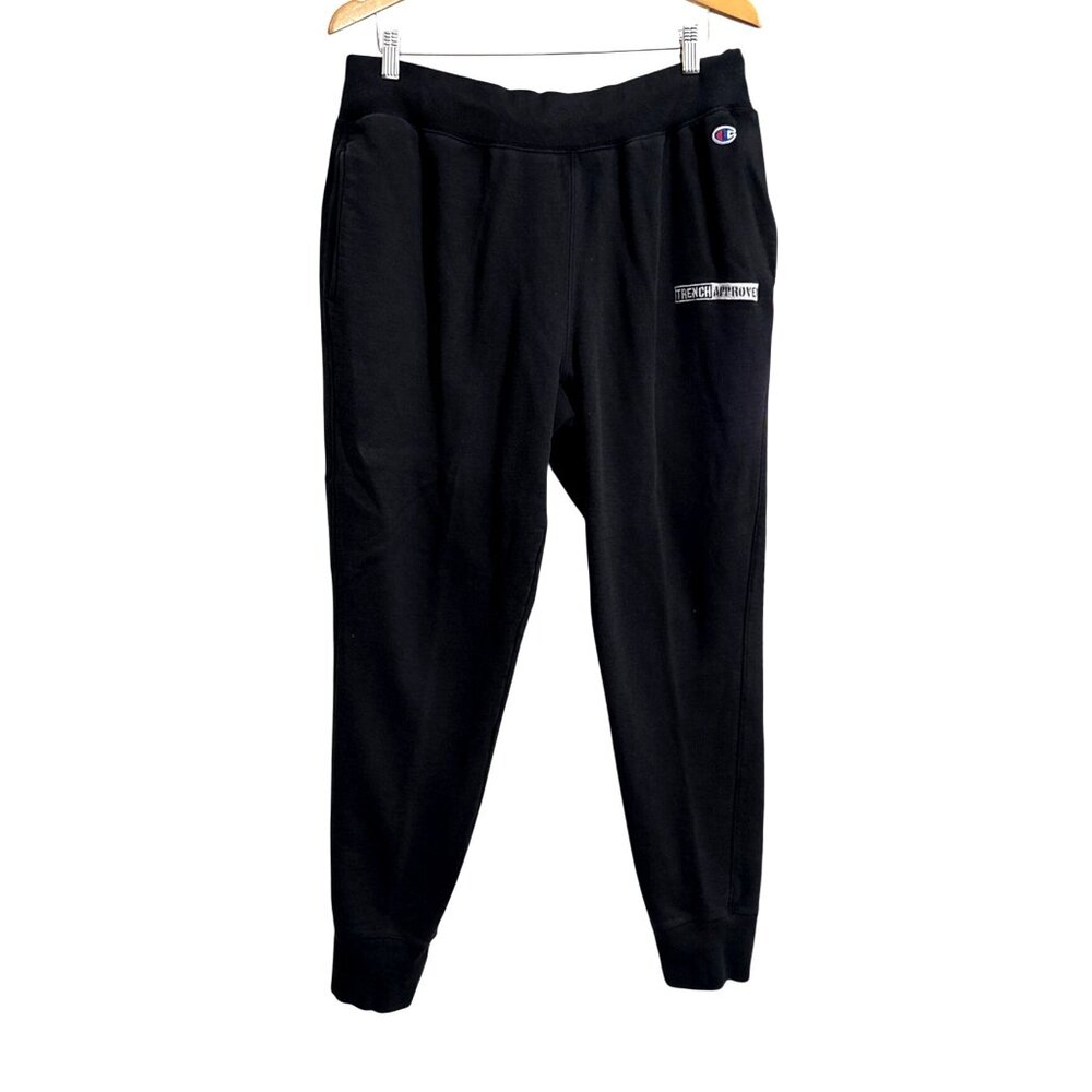 Champion Reverse Weave Black Joggers With Trench Approved Logo X-Large Cotton Bl